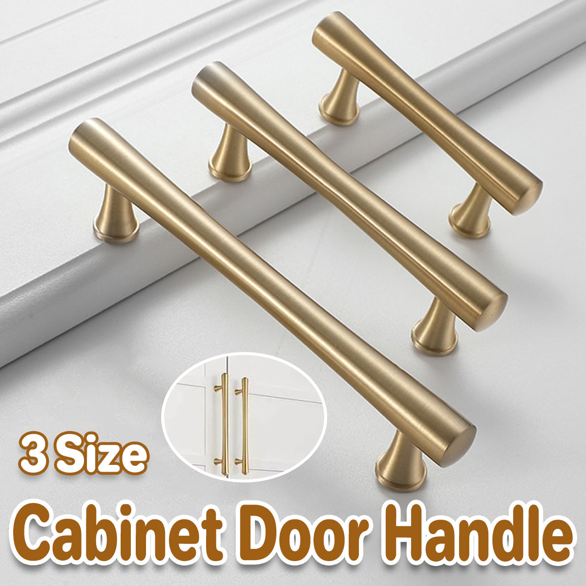Modern Cabinet Door Handle Set - 13.2cm, Brushed Gold, Moisture & Corrosion Resistant - SuperSaverAU - view 1
