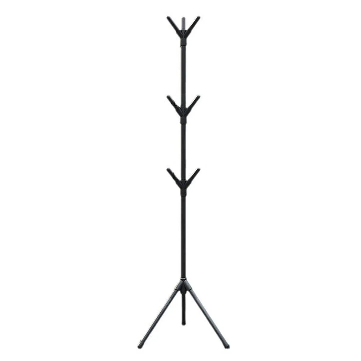 Premium 6-Hook Iron Coat Stand – Black 170cm with Triangular Base