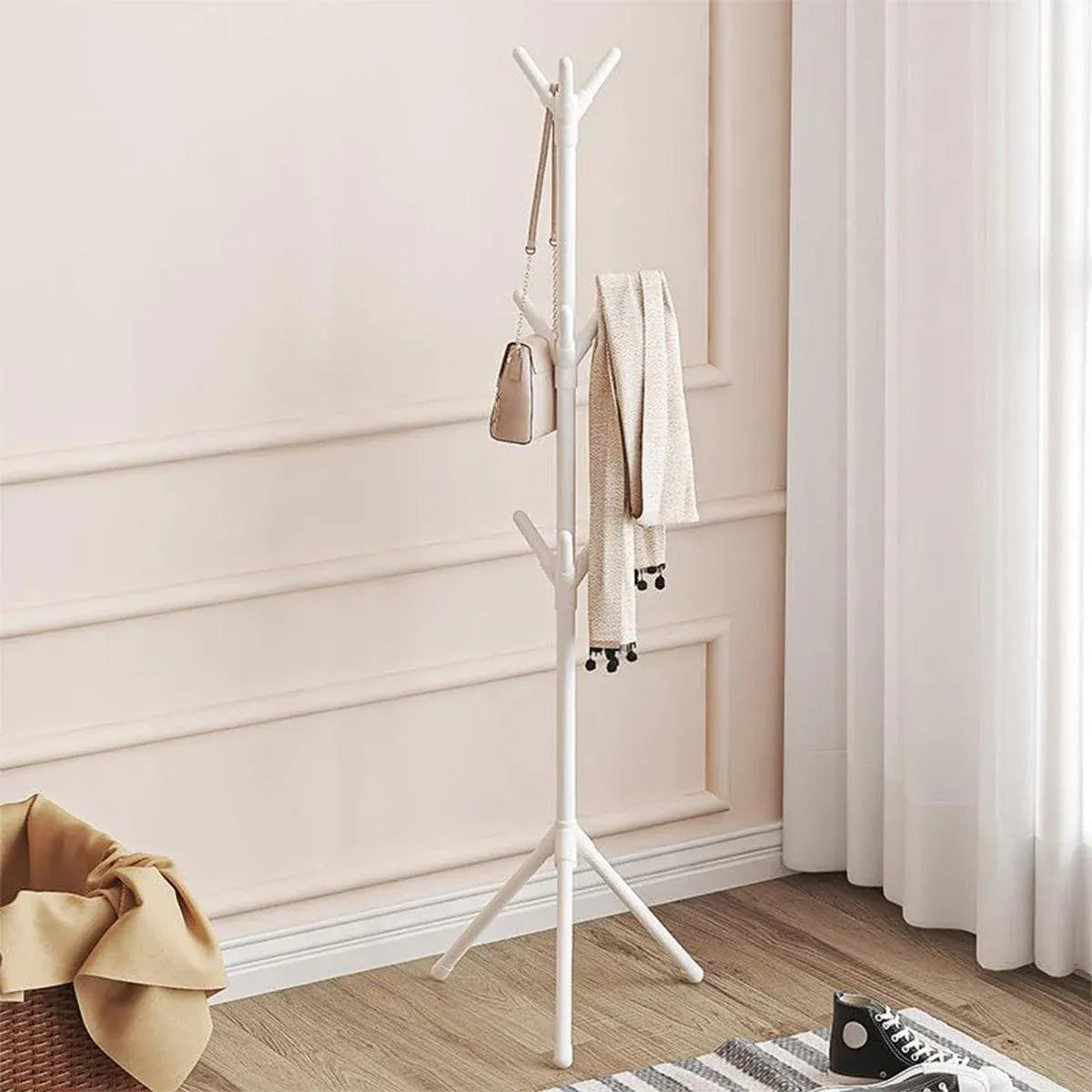 Premium 6-Hook Iron Coat Stand – Black 170cm with Triangular Base
