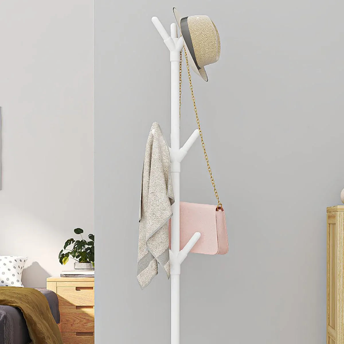 Premium 6-Hook Iron Coat Stand – Black 170cm with Triangular Base
