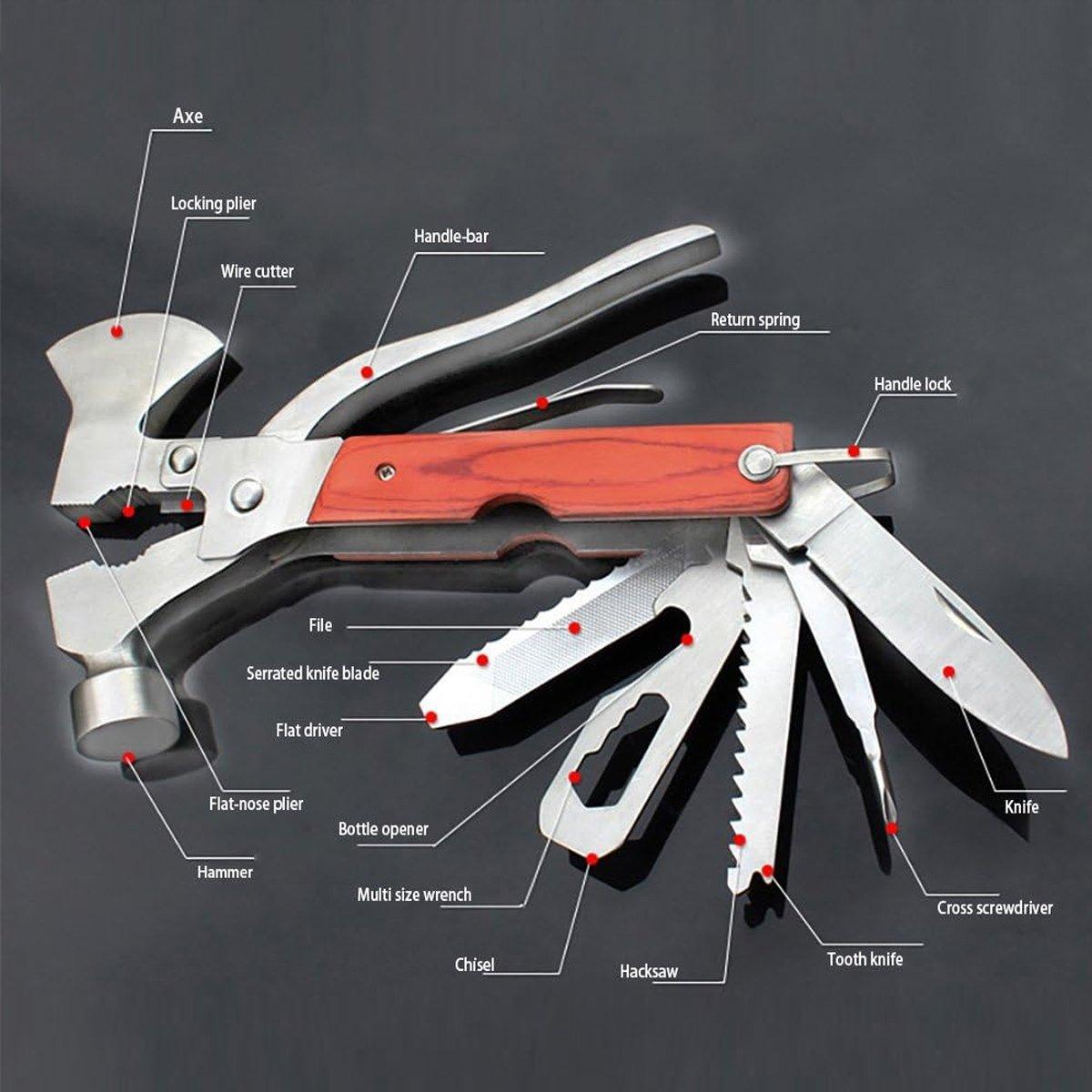 Premium Multifunctional Axe Hammer Camping Tool with Pouch - Hatchet