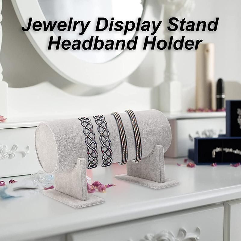 Premium Grey Velvet Headband Display Stand Jewellery Chain Organiser 30cm