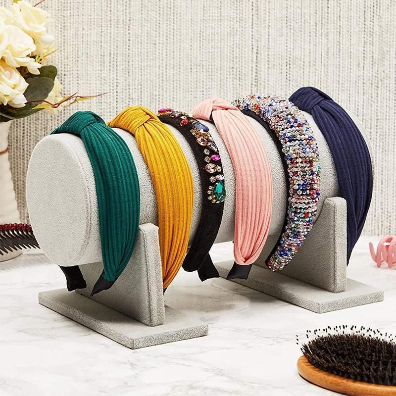 Premium Grey Velvet Headband Display Stand Jewellery Chain Organiser 30cm