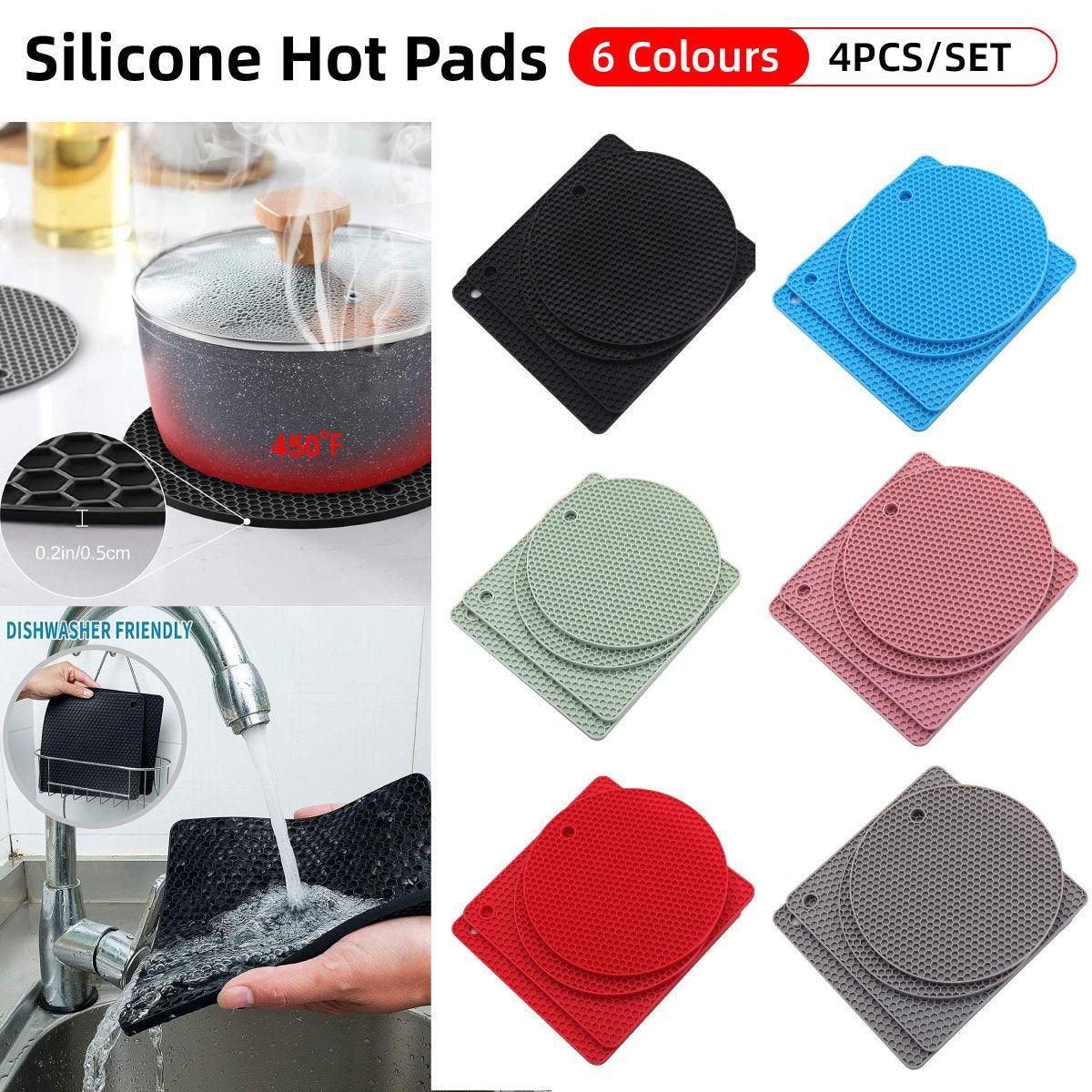 Premium Silicone Honeycomb Heat Resistant Mats – Black 4 Pack