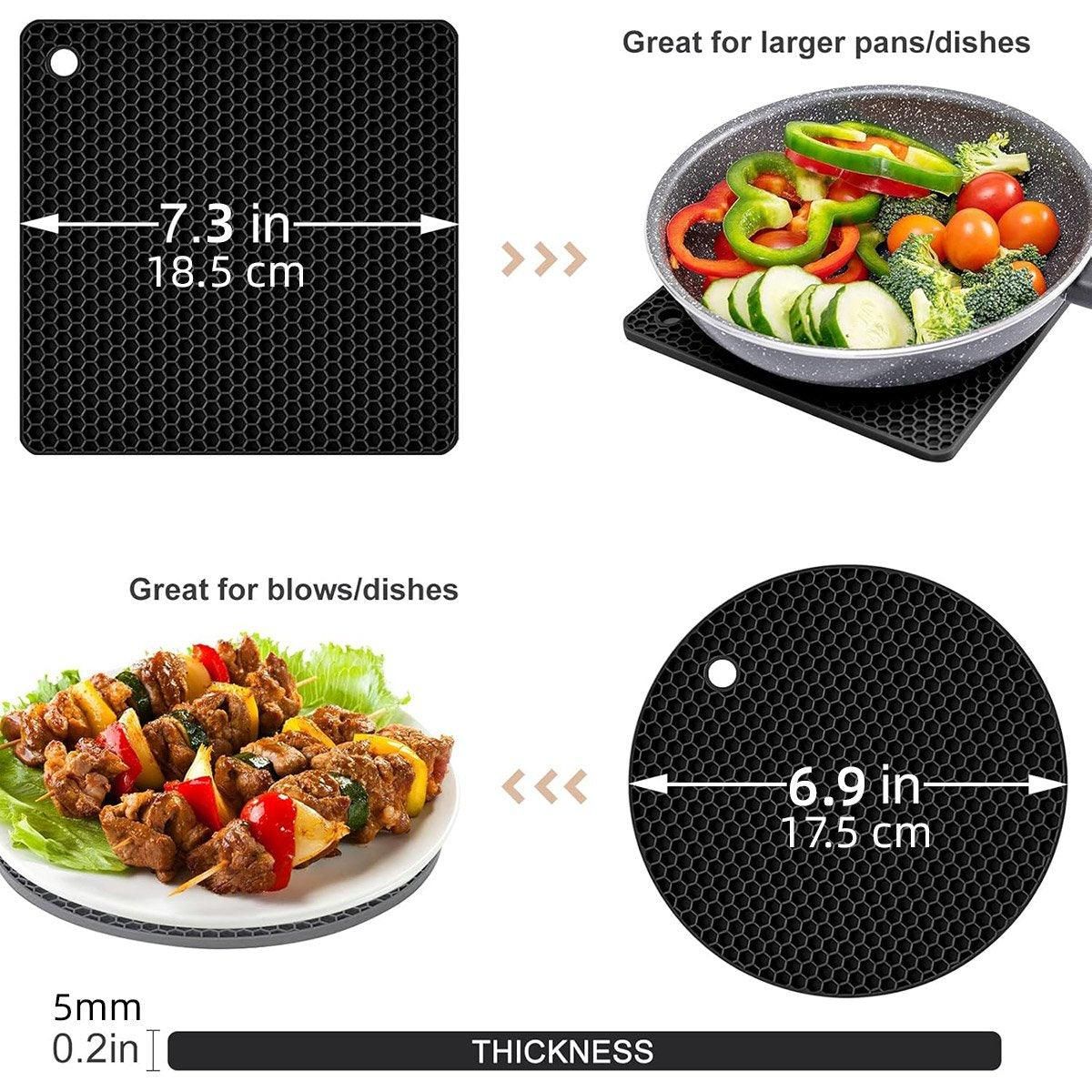 Premium Silicone Honeycomb Heat Resistant Mats – Black 4 Pack