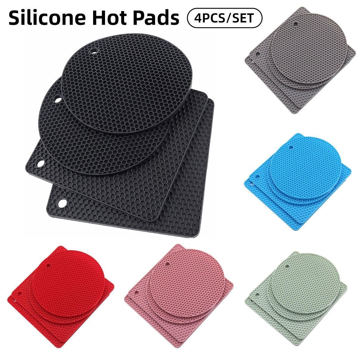 Premium Silicone Honeycomb Heat Resistant Mats – Black 4 Pack