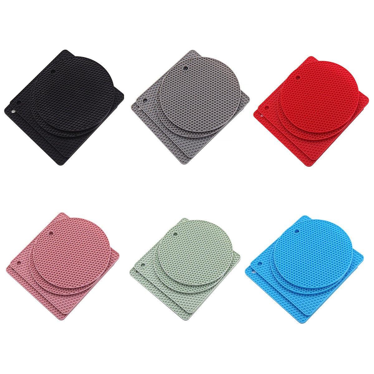 Premium Silicone Honeycomb Heat Resistant Mats – Red 4 Pack