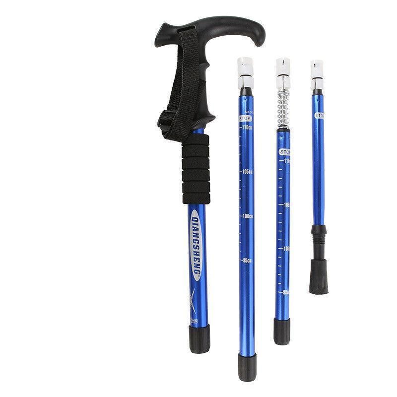 Premium Red Adjustable Folding Walking Stick Anti-Shock Trekking Pole 53-110cm