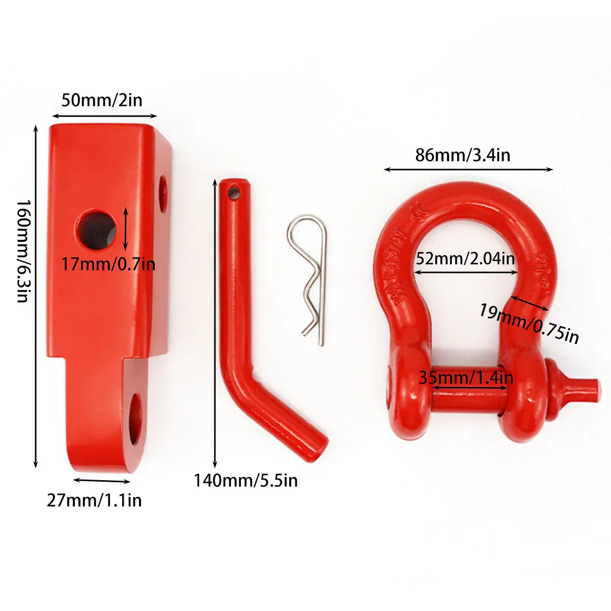 Premium Red Off Road Tow Hook Hitch Receiver Shackle