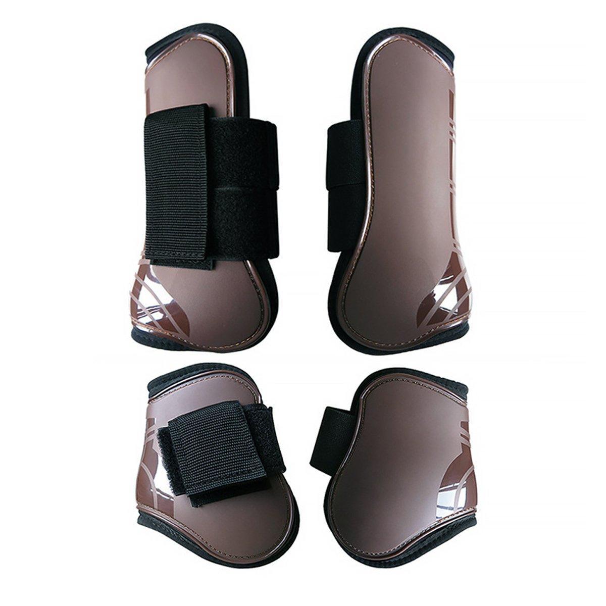 4pcs Show Jumping Horse Gaiters for Joint Protection - Brown, Large - SuperSaverAU - view 7