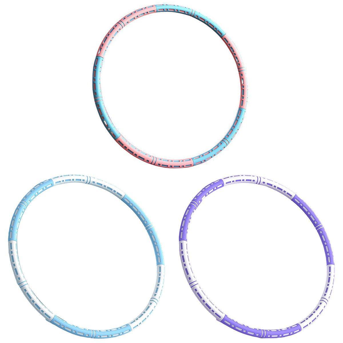 Premium Detachable Weighted Hula Hoop with Foam Padding & Adjustable 2-8kg Weight - Blue/White