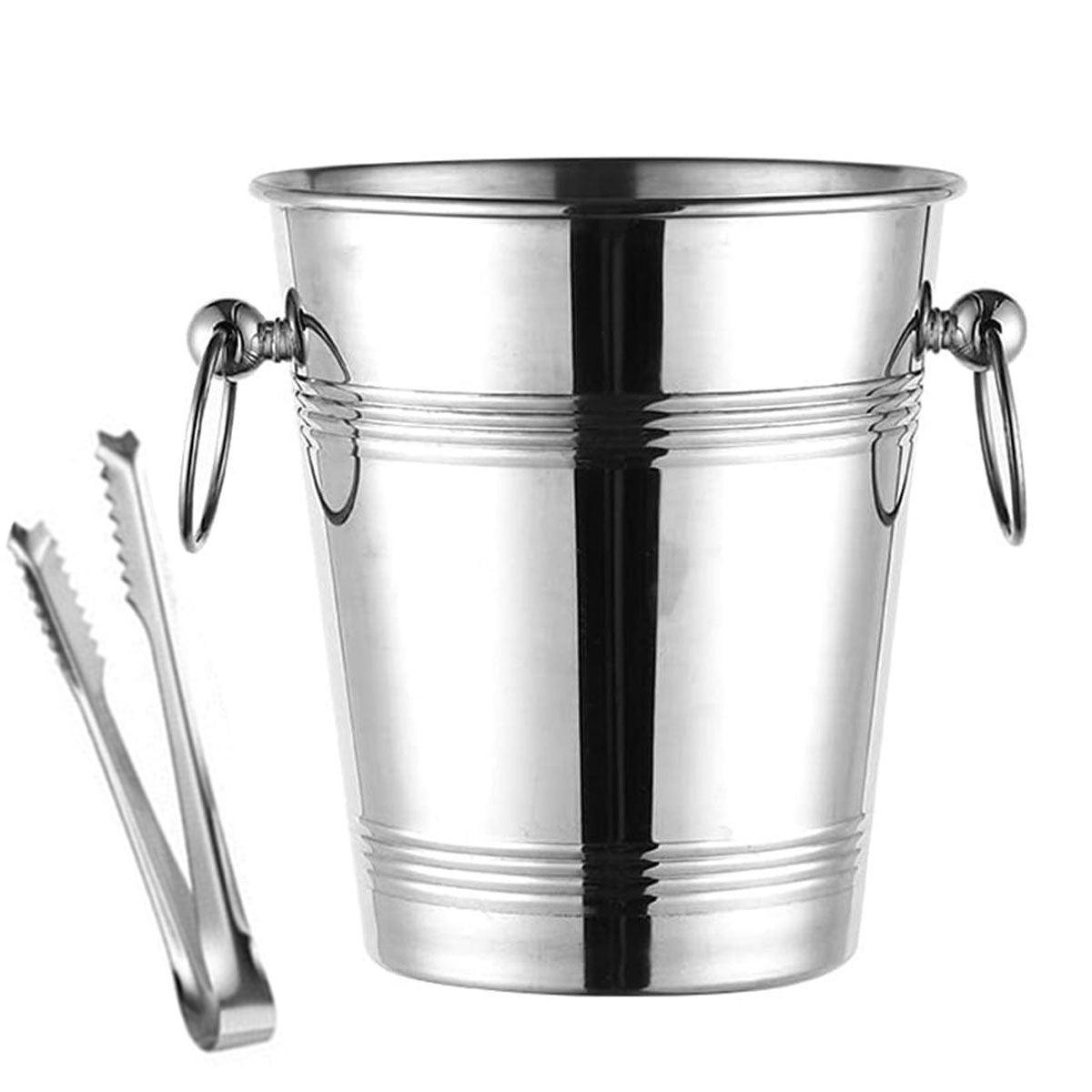 Premium 5L Stainless Steel Ice Bucket Champagne Wine Cooler with Ring Handles