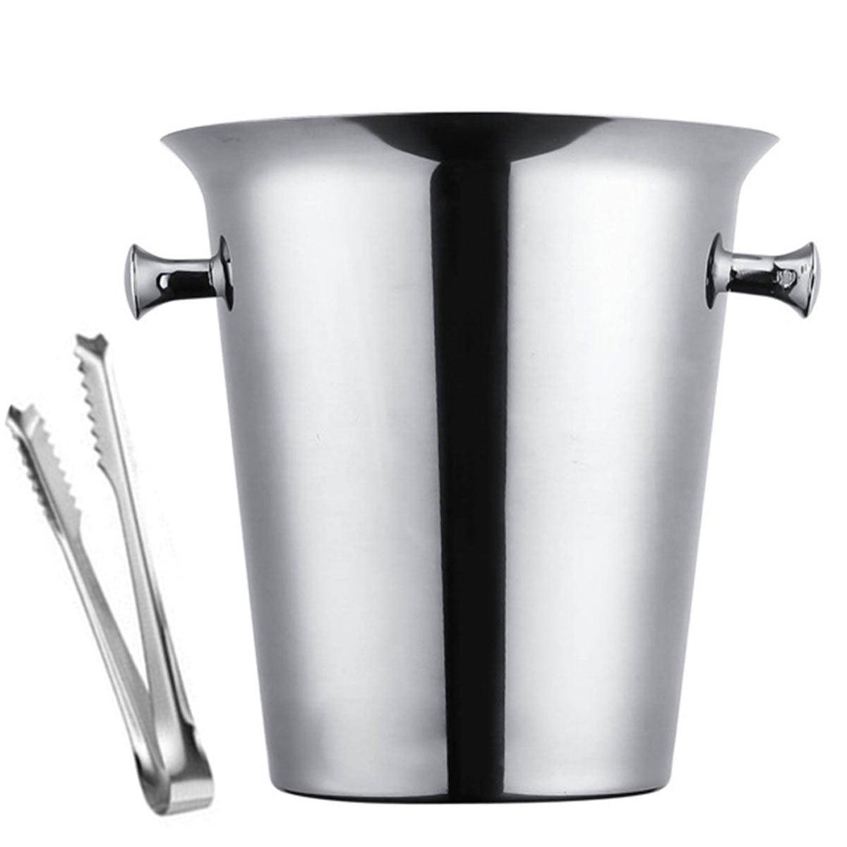 Premium 5L Stainless Steel Ice Bucket Champagne Wine Cooler with Ring Handles