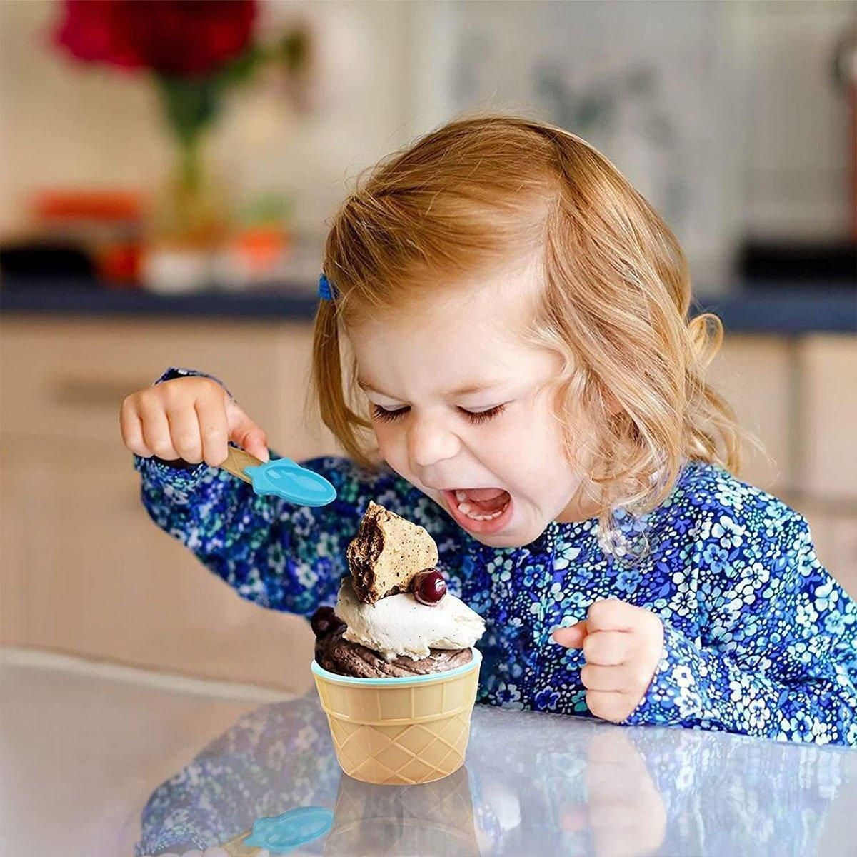 Premium Colourful Ice Cream Bowls with Spoons – 7 Piece Set