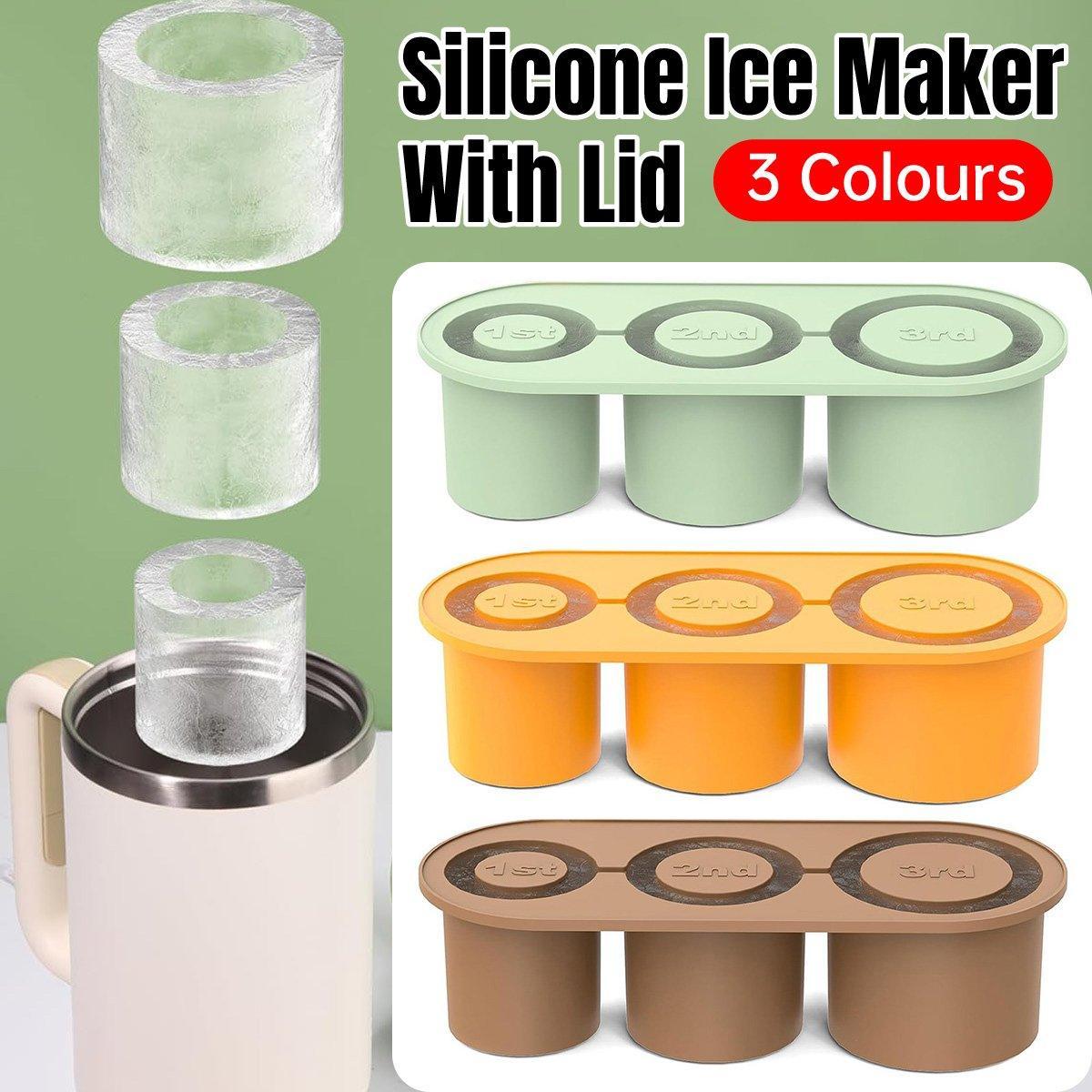 Premium Silicone Ice Cube Tray with Lid – Green for Tumblers