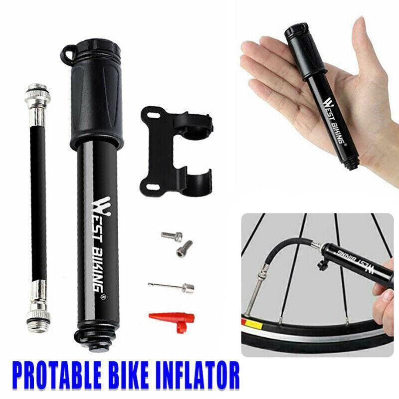 Premium Aluminium Mini Bicycle Air Pump with Presta & Schrader Valve 100PSI - Black