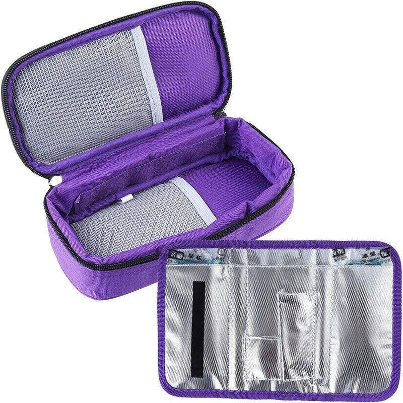 Premium Black Insulated Insulin Pen Cooler Travel Pouch with Organiser Pockets