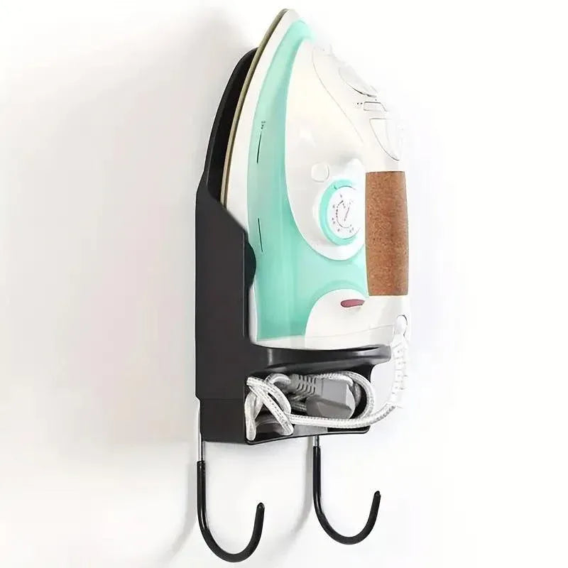 Premium Black Wall Mounted Iron Holder Storage Rack with Double Hooks