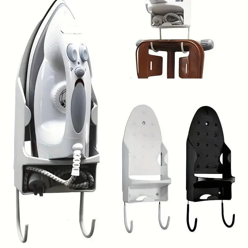 Premium Black Wall Mounted Iron Holder Storage Rack with Double Hooks