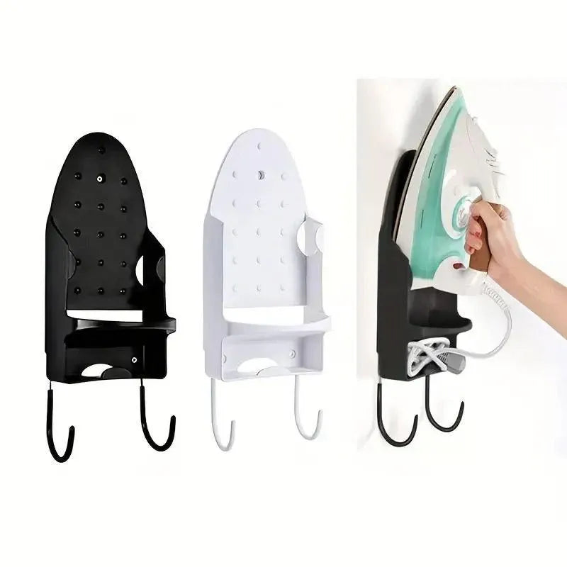 Premium Black Wall Mounted Iron Holder Storage Rack with Double Hooks