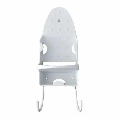 Premium White Wall Mounted Iron Holder Storage Rack with Double Hooks