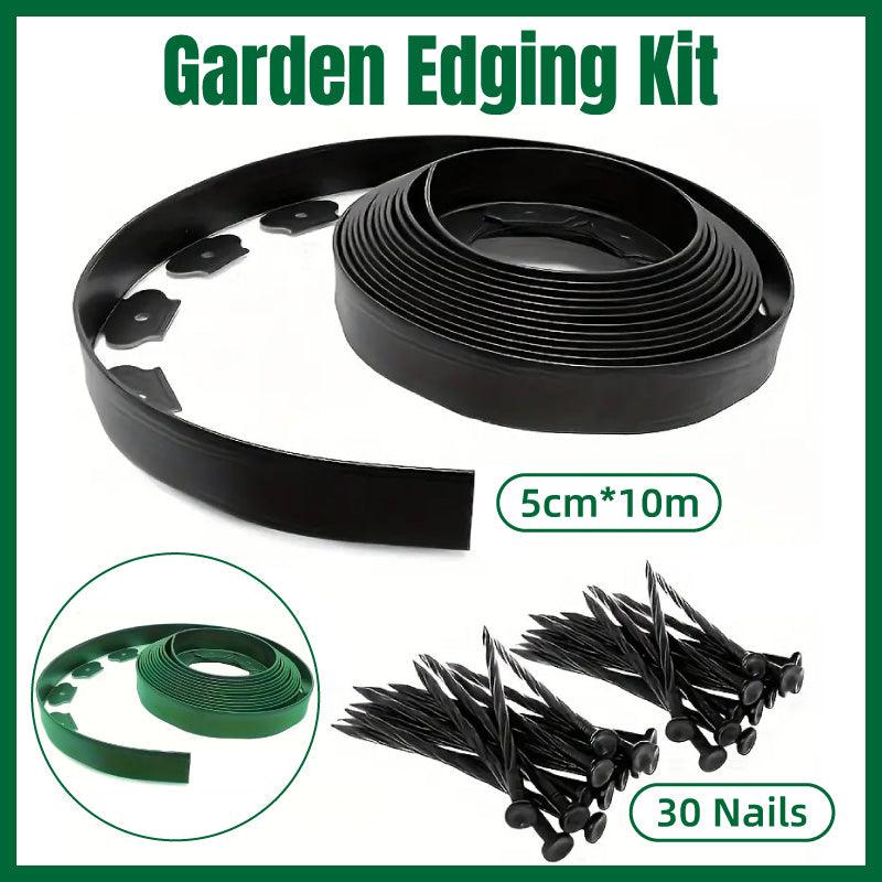 Premium L Shaped Garden Edging Strip – Green 10m with Ground Nails