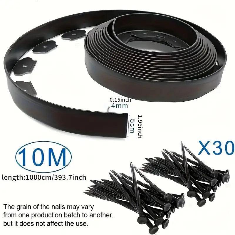 Premium L Shaped Garden Edging Strip – Green 10m with Ground Nails