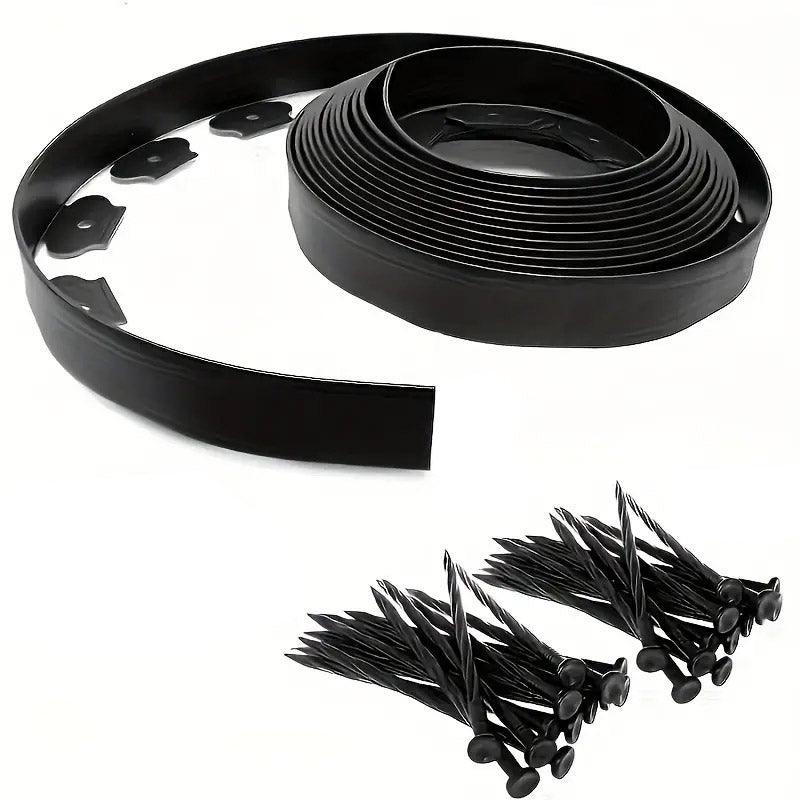 Premium L Shaped Garden Edging Strip – Green 10m with Ground Nails