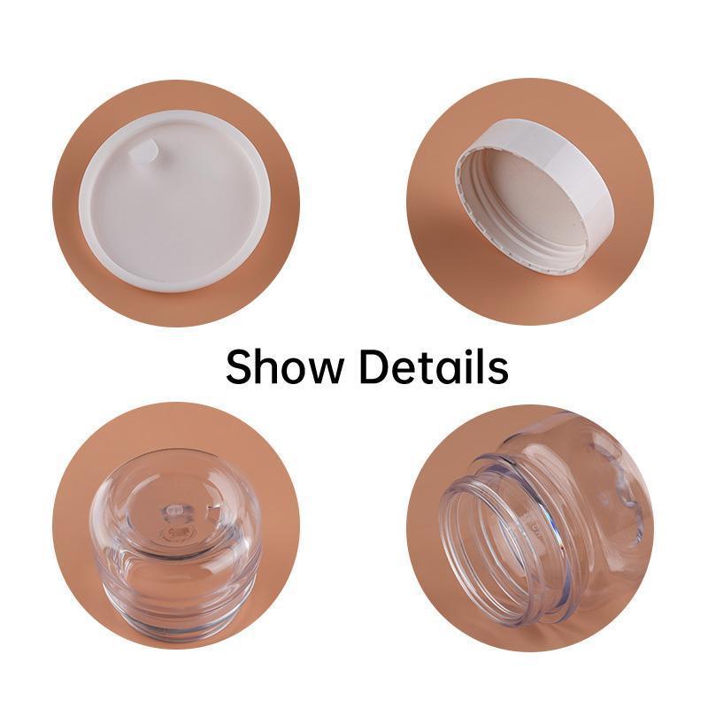 Premium 10pcs 60ml Clear PET Cosmetic Jars with White Caps Single Layer