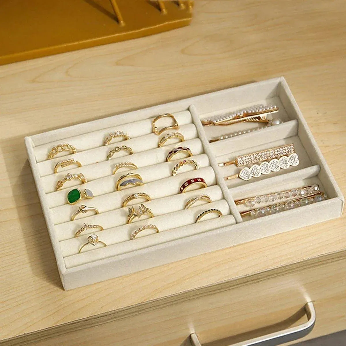 Premium Flannel Jewellery Storage Trays – Beige 4 Pack