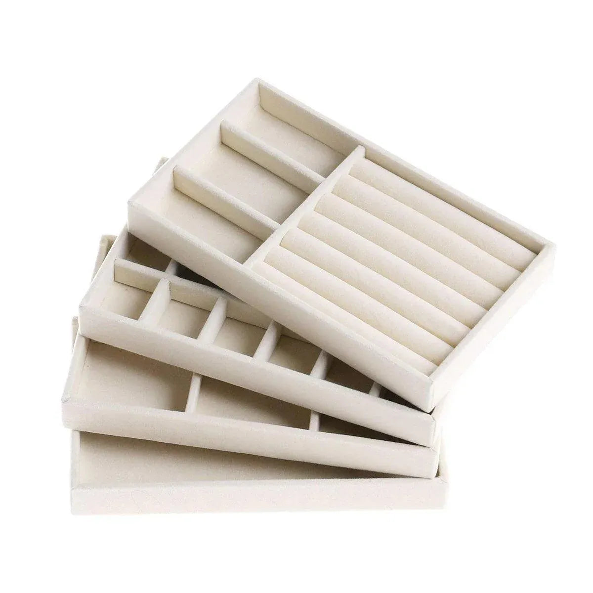 Premium Flannel Jewellery Storage Trays – Beige 4 Pack