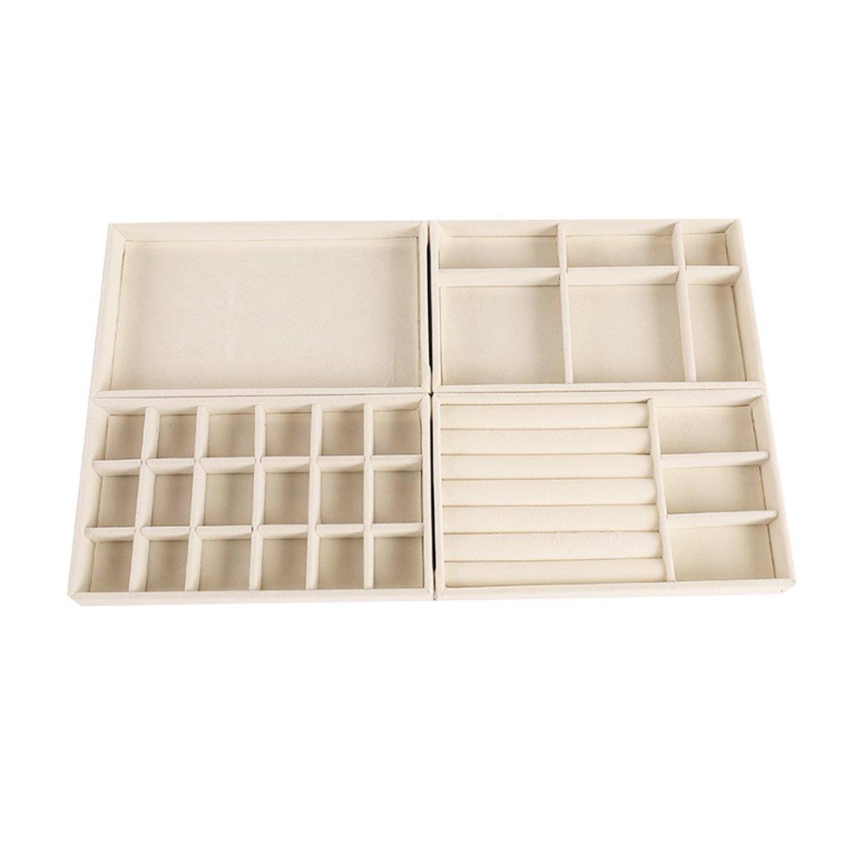 Premium Flannel Jewellery Storage Trays – Beige 4 Pack