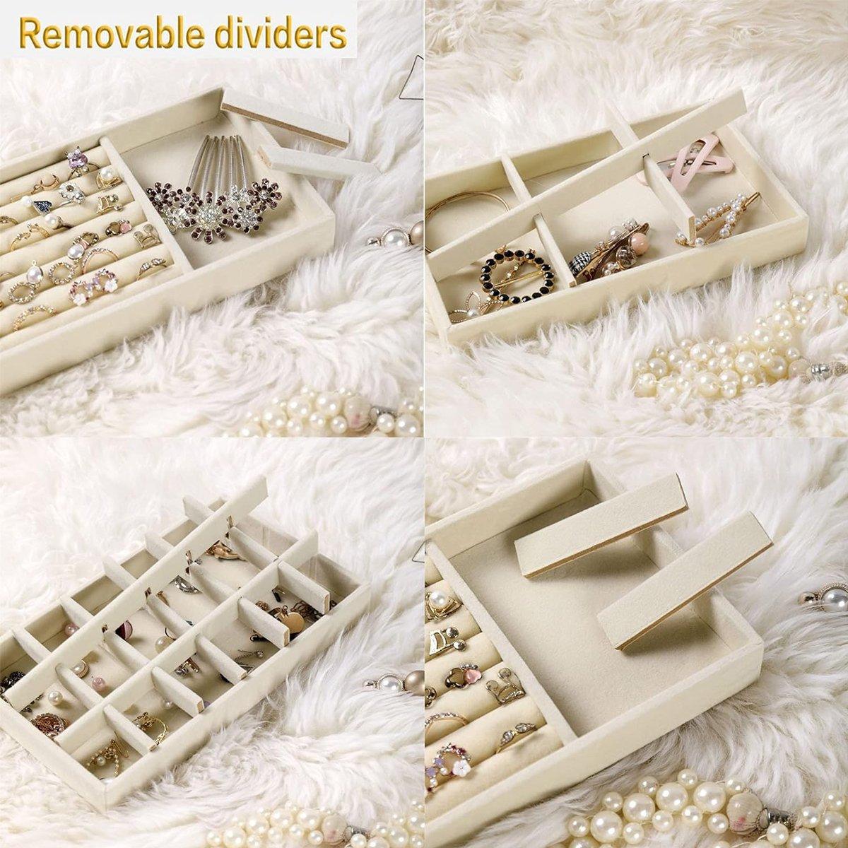 Premium Flannel Jewellery Storage Trays – Beige 4 Pack