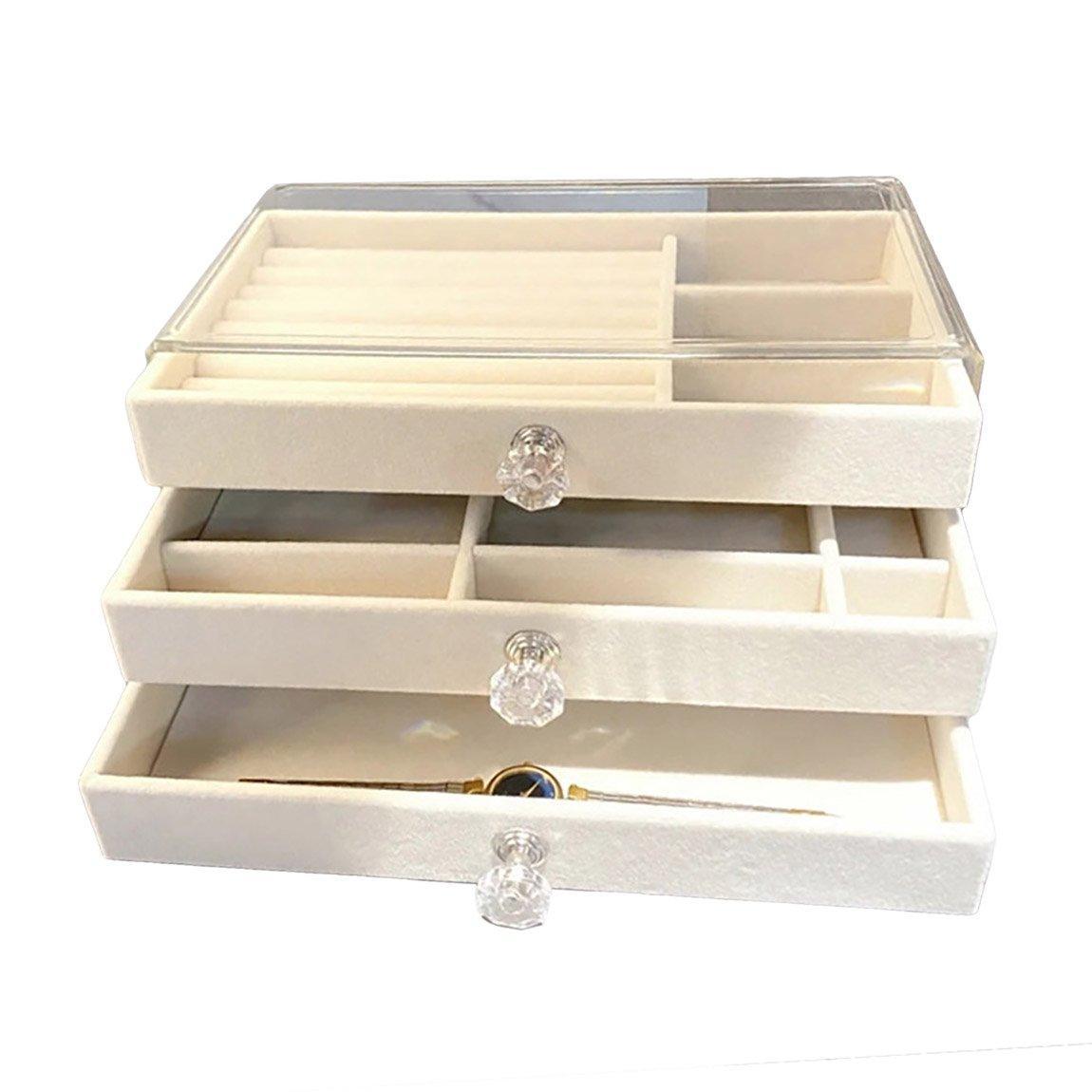 Premium Three-Layer Flannel Jewellery Storage Box – Grey