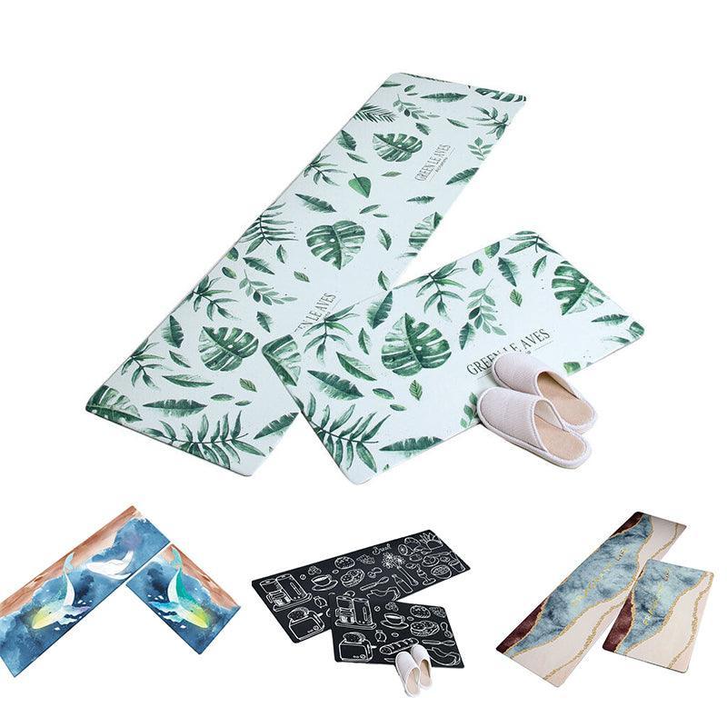 45x180cm Kitchen Mat Non-Slip Waterproof Pvc Floor Rug Carpet Anti-Oil Easy Clean - Leaf - SuperSaverAU - view 1