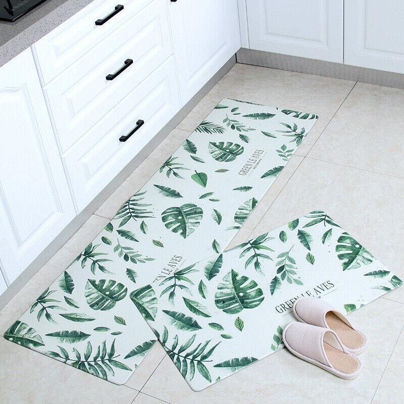 45x180cm Kitchen Mat Non-Slip Waterproof Pvc Floor Rug Carpet Anti-Oil Easy Clean - Leaf - SuperSaverAU - view 3