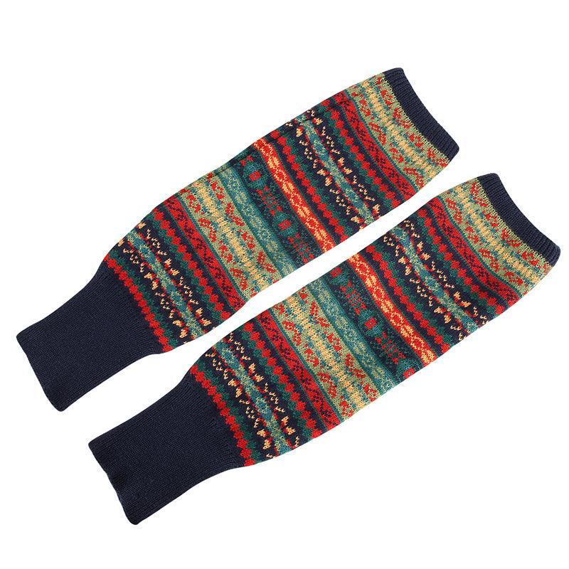 Premium Khaki Women's Wool Knit Knee Leg Warmers