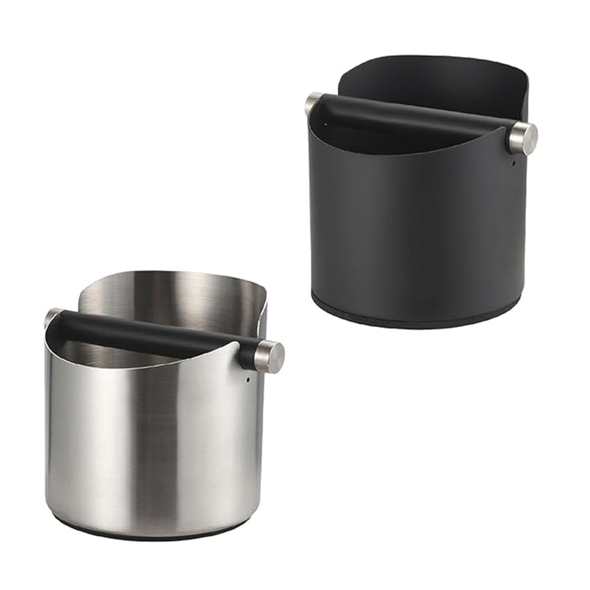 Premium Black Stainless Steel Coffee Grounds Knock Box with Removable Bar
