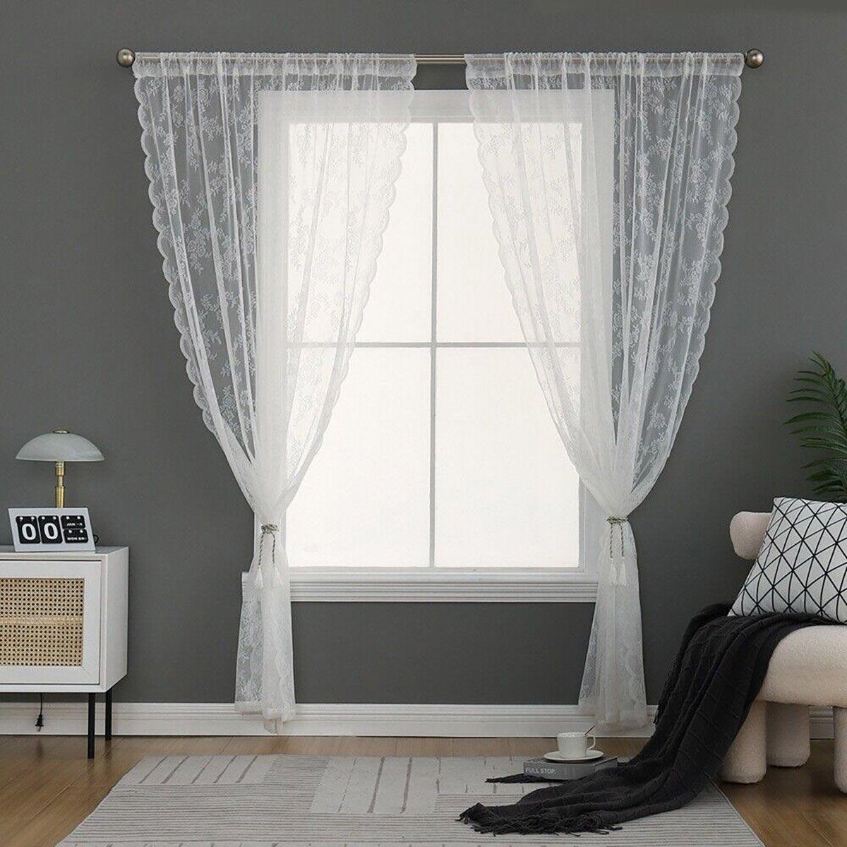 Premium Lace Curtain Panel – White 145 x 150cm