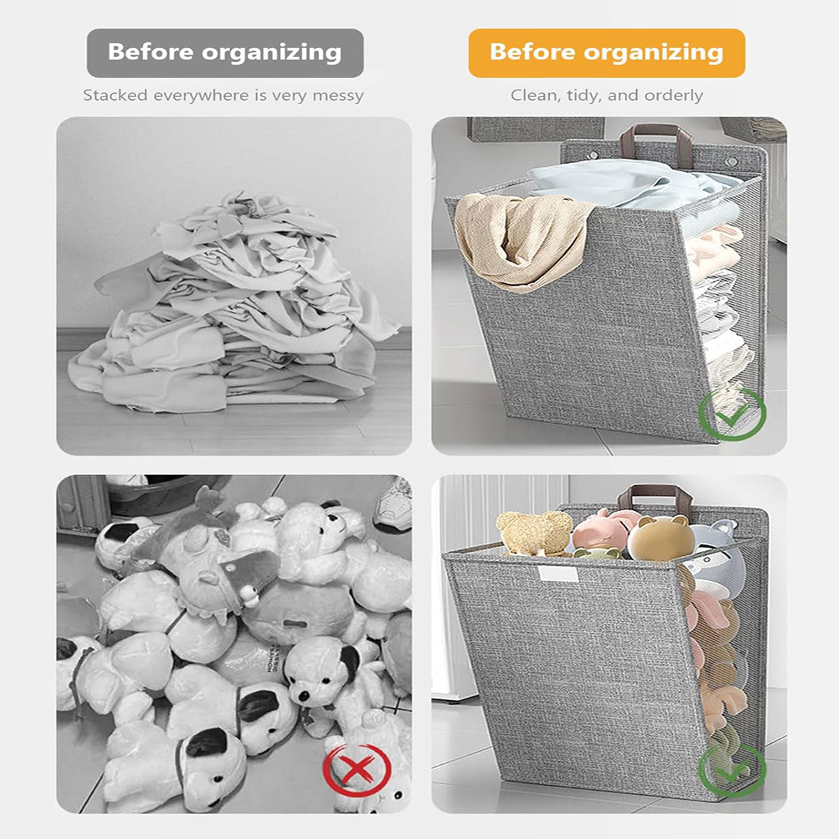 Premium Wall Mounted Foldable Laundry Basket – Grey
