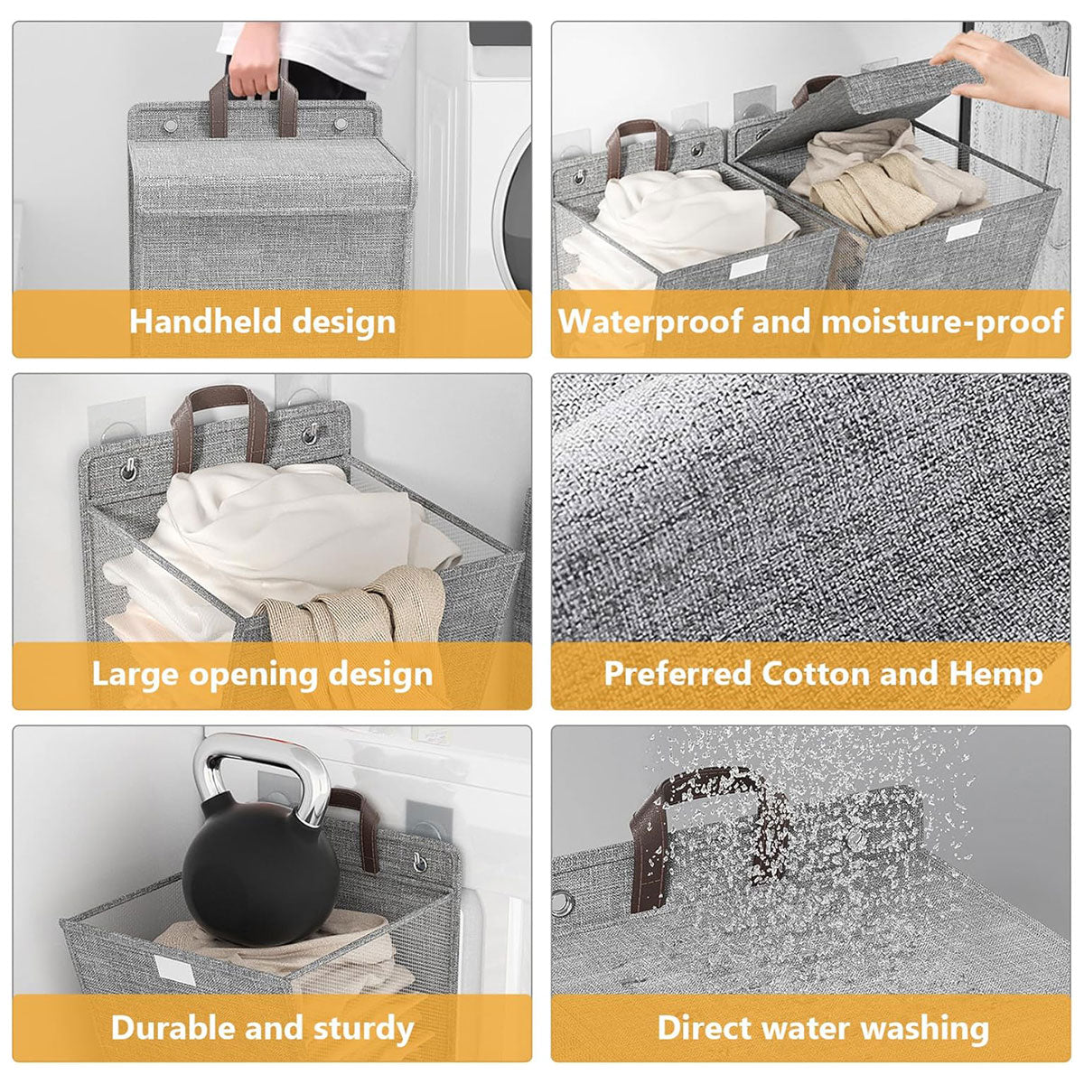 Premium Wall Mounted Foldable Laundry Basket – Grey