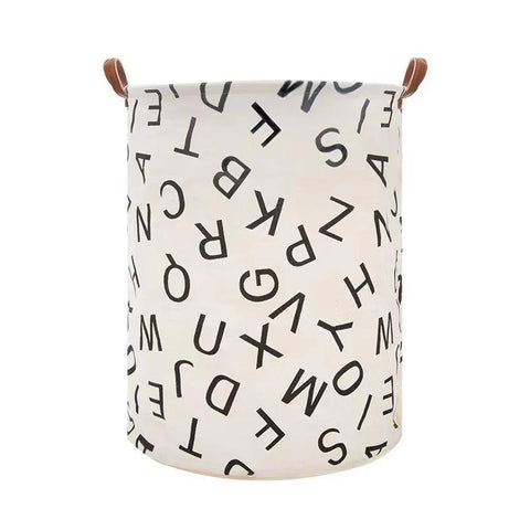 Premium Foldable Laundry Basket – English Letters Waterproof Fabric