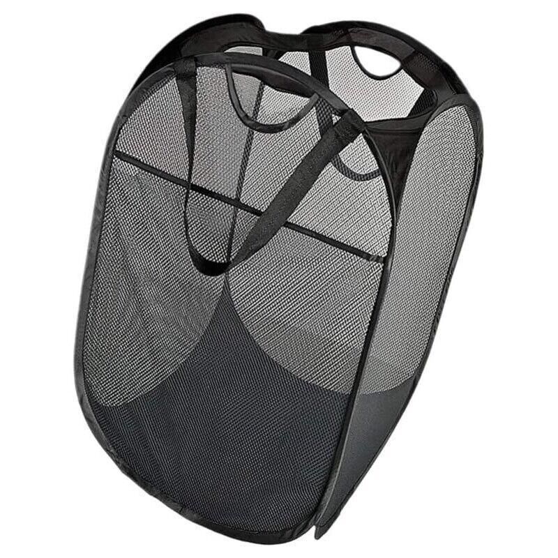 Premium Foldable Mesh Laundry Hampers – Black 2 Pack