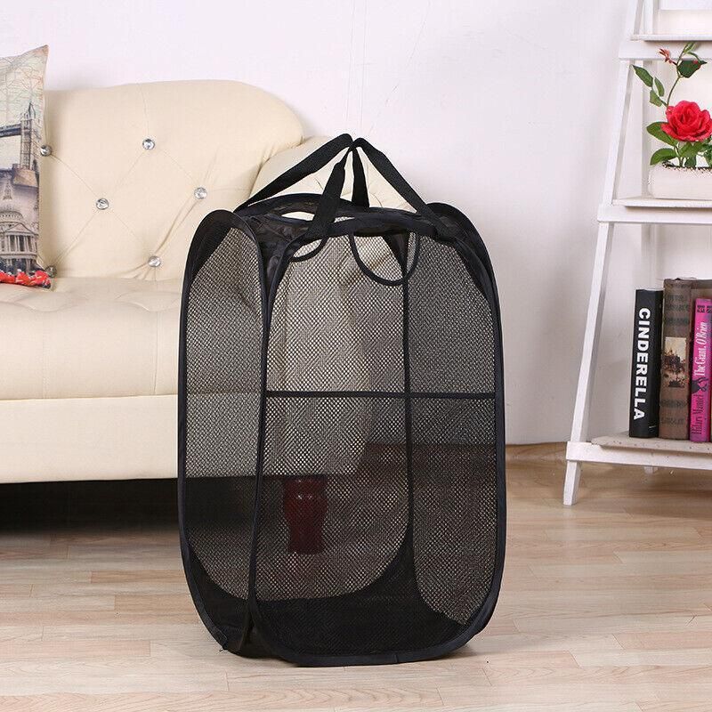 Premium Foldable Mesh Laundry Hampers – Black 2 Pack