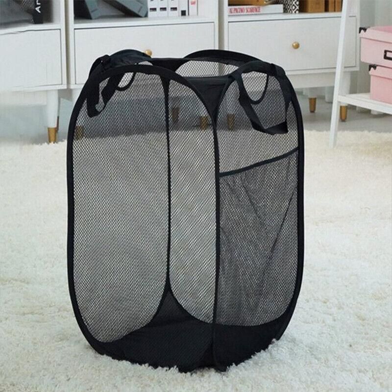 Premium Foldable Mesh Laundry Hampers – Black 2 Pack