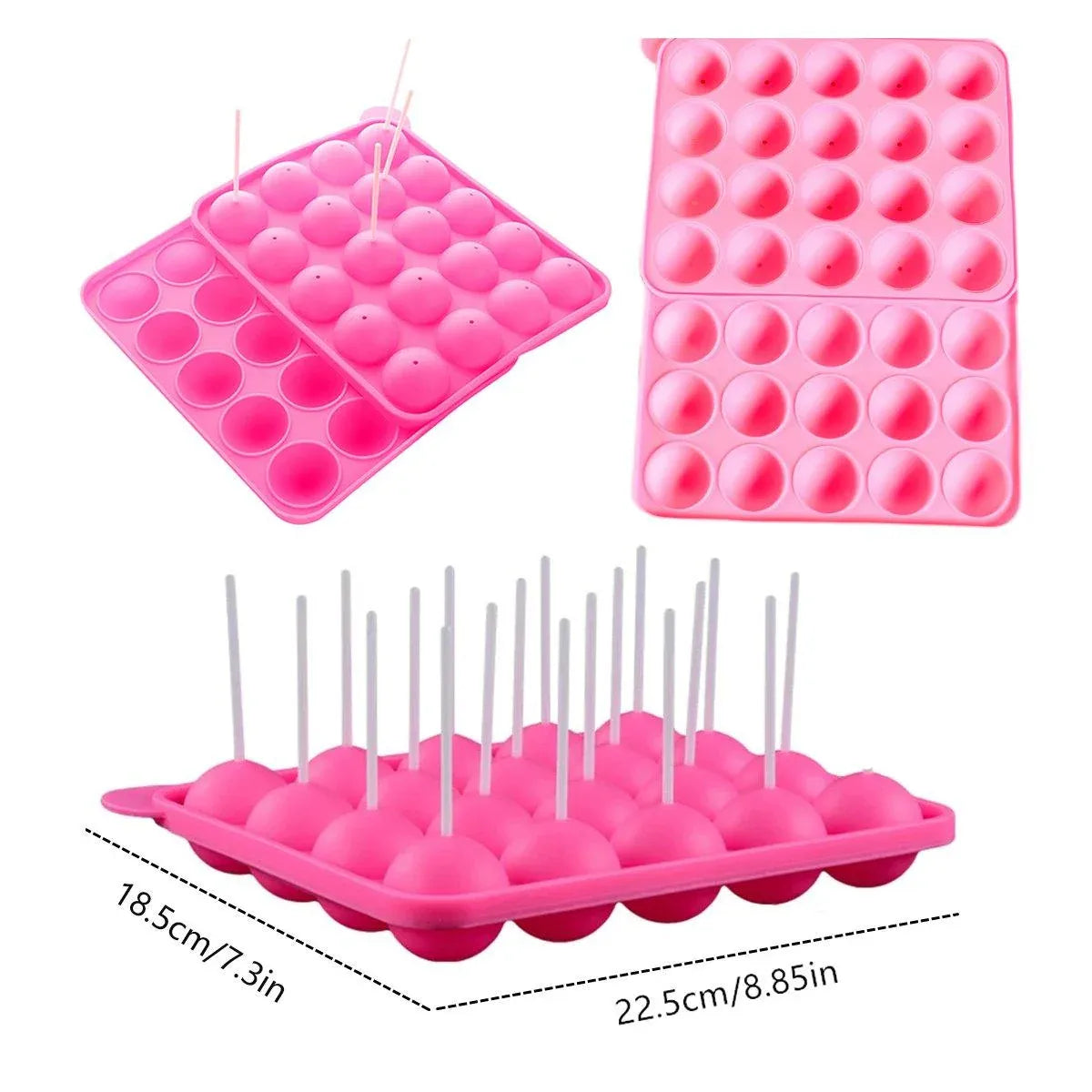 Premium Round Silicone Lollipop Moulds – 2 Pack with Paper Sticks