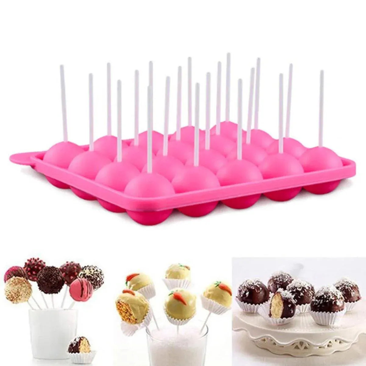 Premium Round Silicone Lollipop Moulds – 2 Pack with Paper Sticks