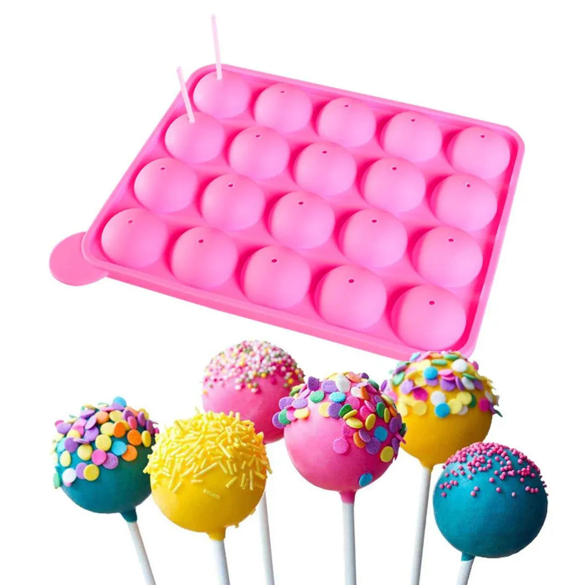 Premium Round Silicone Lollipop Moulds – 2 Pack with Paper Sticks