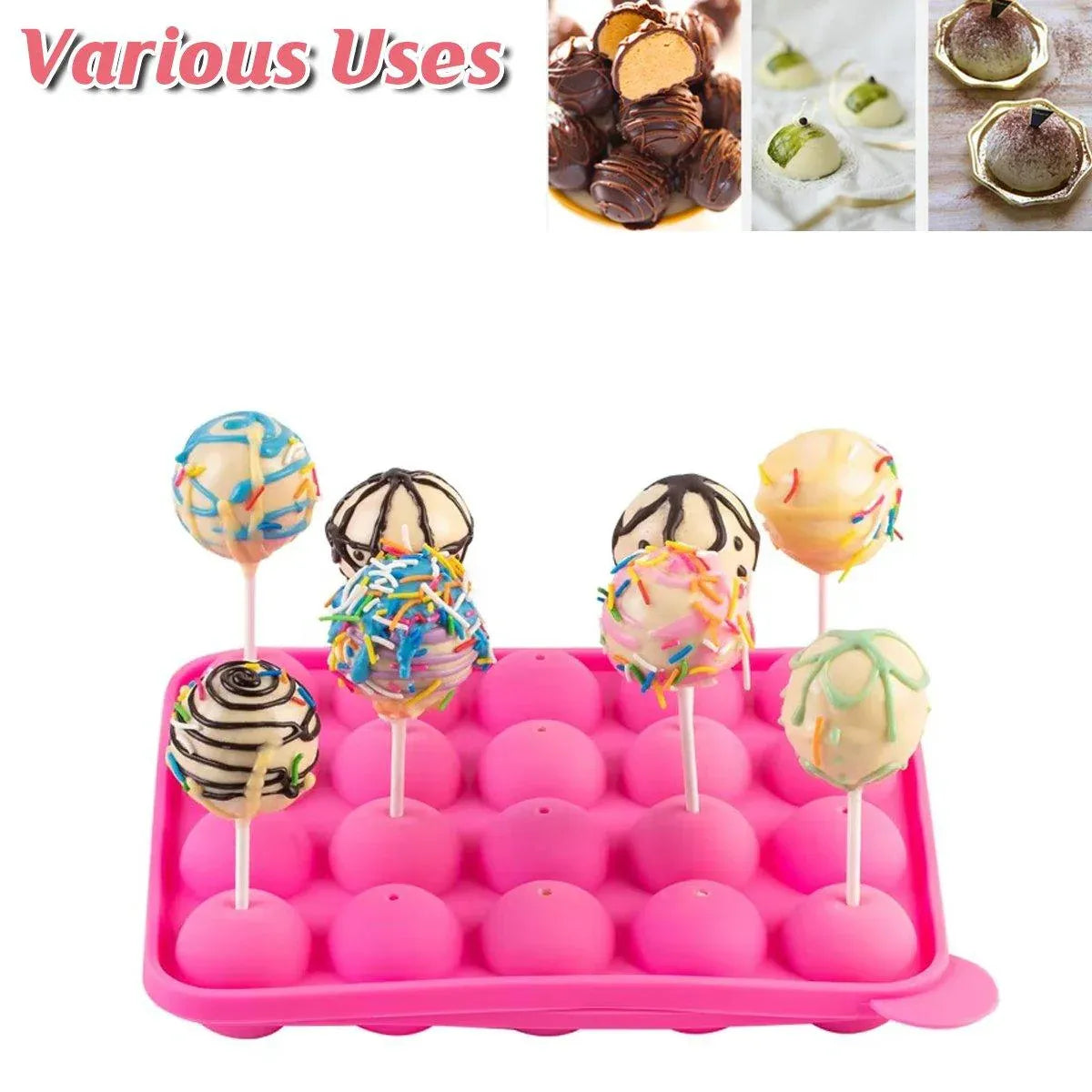 Premium Round Silicone Lollipop Moulds – 2 Pack with Paper Sticks