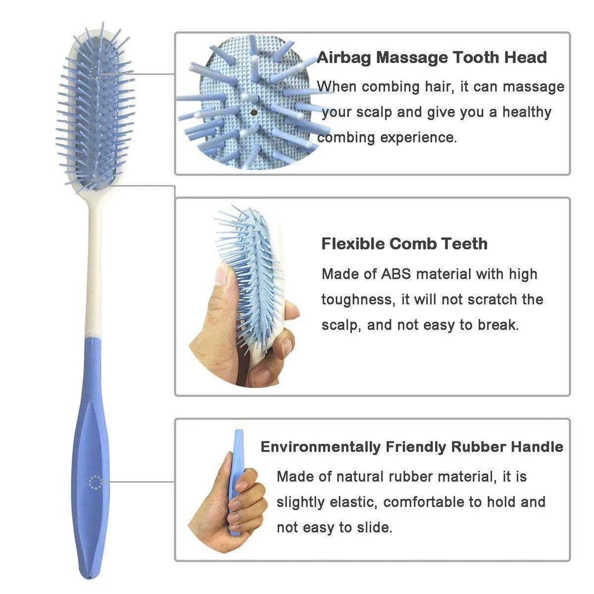 Premium Extra Long Handle Hair Comb and Brush for Elderly Limited Mobility Users